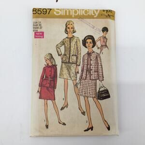 Simplicity Sewing Pattern 8597 Vintage MCM Jacket Skirt Blouse 14 Bust 36 UNCUT